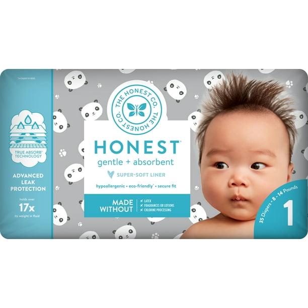 35+ lbs Size 6 18 Count The Honest Company Eco-Friendly and Premium Disposable Diapers Pandas